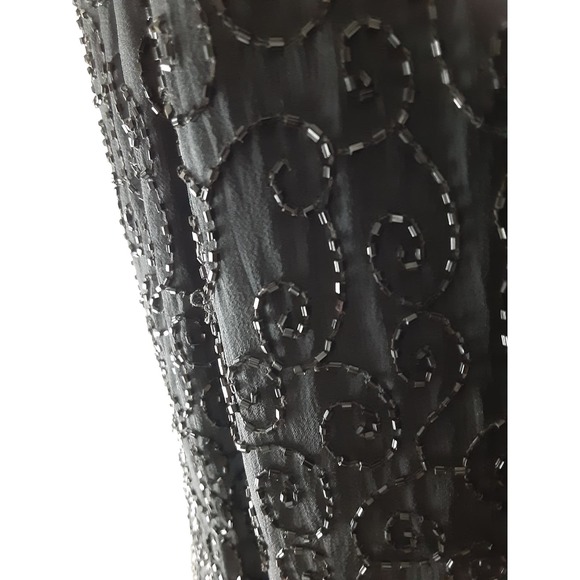 Vintage Niteline by Della Roufogali Black 100% Silk Beaded Blazer Jacket XL - Picture 8 of 12